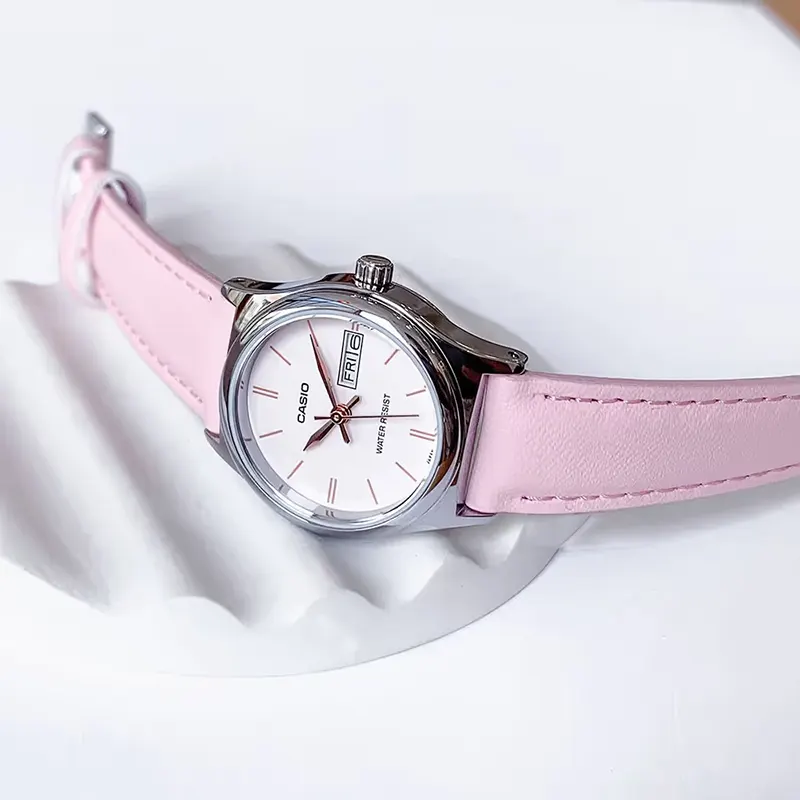 Casio Pink Dial Pink Leather Quartz Ladies Watch- LTP-V006L-4B